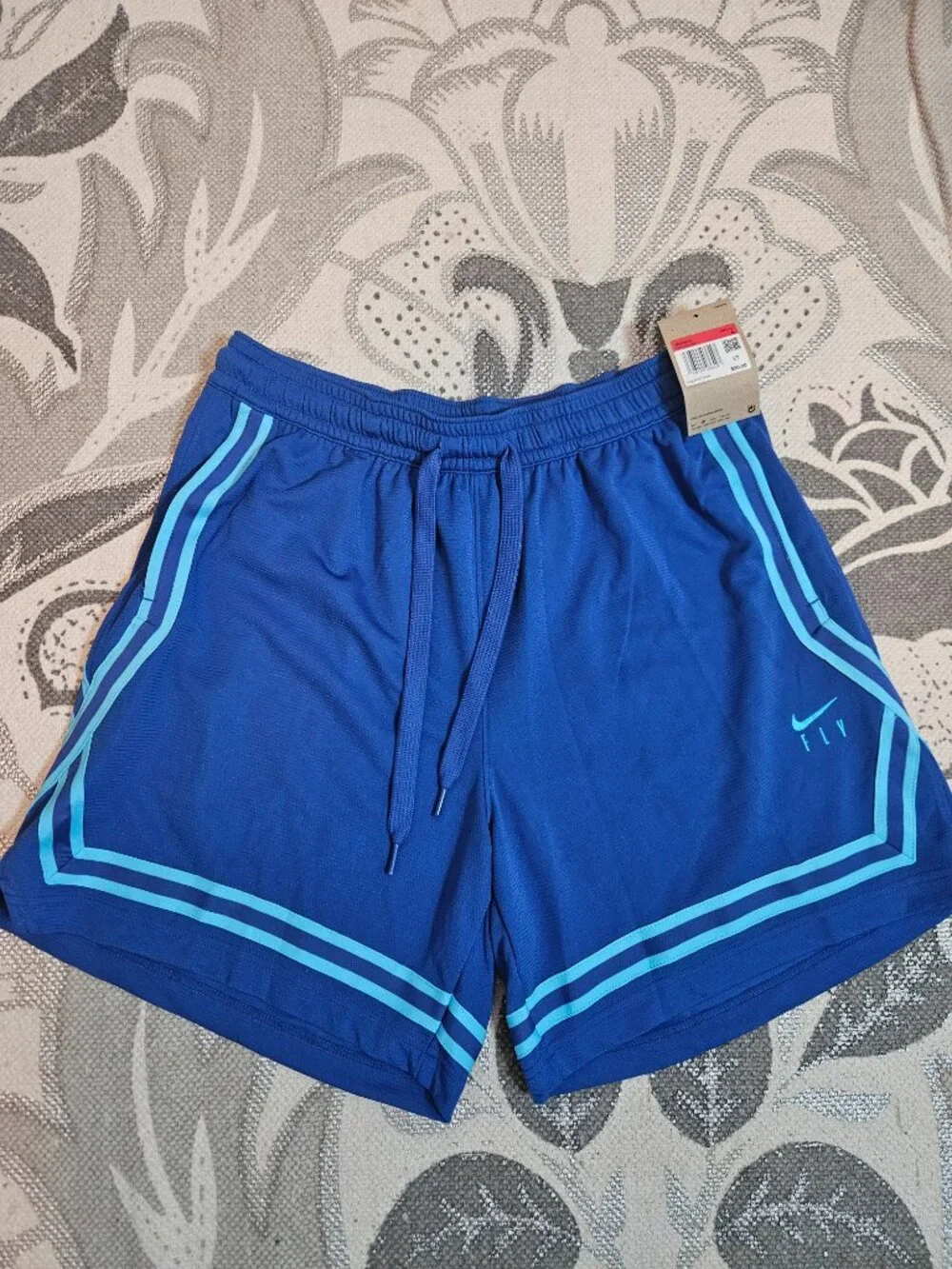 Nike Dri-FIT Fly Crossover Women Basketball Elastic Waist Shorts Blue NEW Large